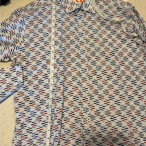 Bugatchi Men Medium Classic Fit Circular Design LS Dress Shirt - Picture 9 of 10